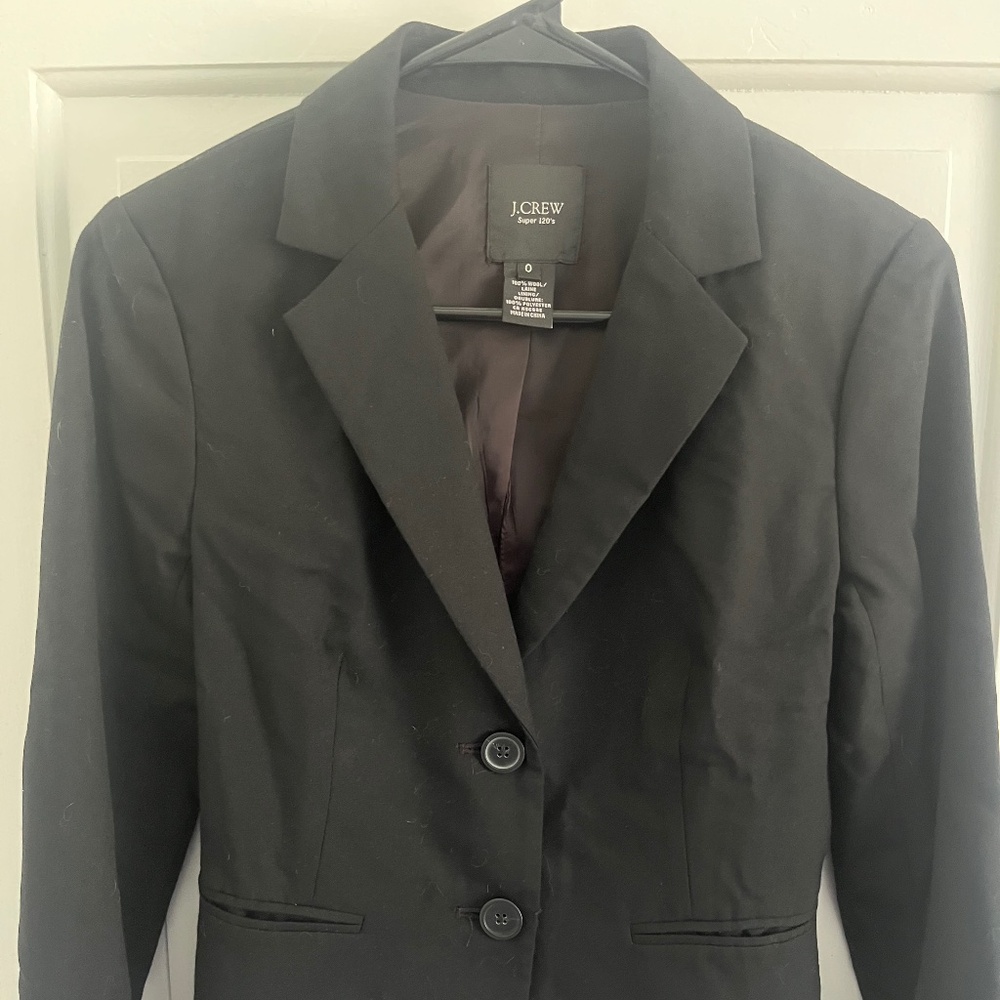 J. Crew Super 120s Black Wool Blazer. Size 0